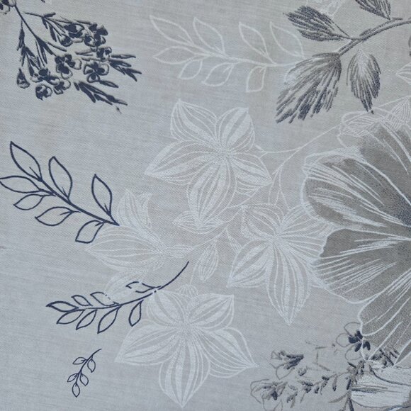 Cotton Silk Lightweight Floral Scarf Angled Ends Grey Blue Italy - Picture 5 of 10